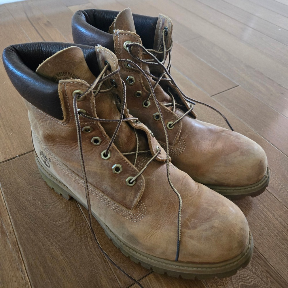 Timberland 6 Inch Premium Waterproof Boots Wheat Leather 27094 Mens 11.5M Work